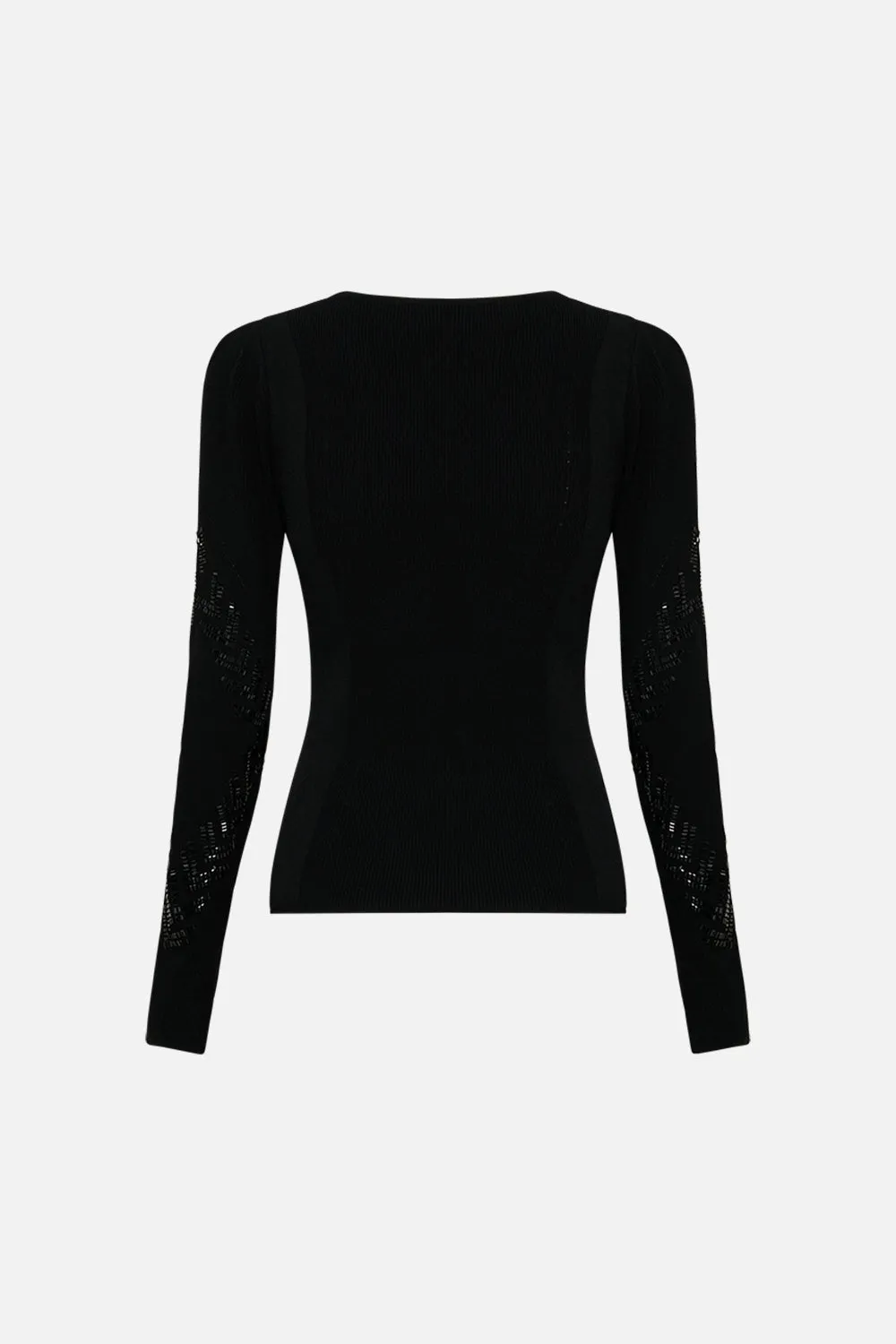 ENGINEERED CUT OUT LONG SLEEVE  KNIT TOP CARTOUCHE KINGDOM