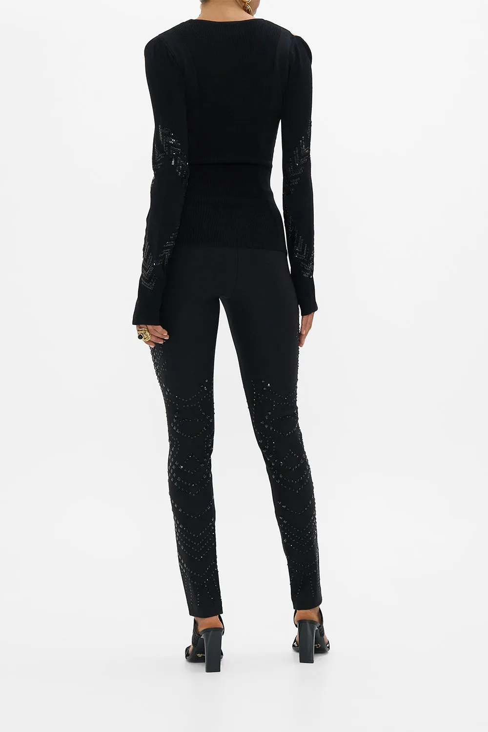 ENGINEERED CUT OUT LONG SLEEVE  KNIT TOP CARTOUCHE KINGDOM