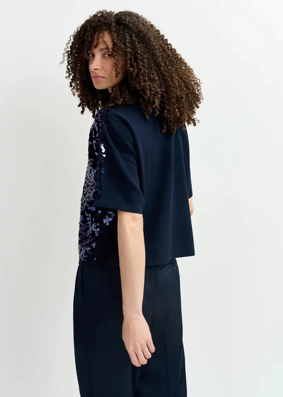 Esglitz Navy Sequin Polo