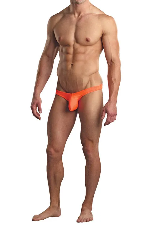 Euro Men's Wide-Back Thong Underwear with Spandex Pouch - Vibrant Orange