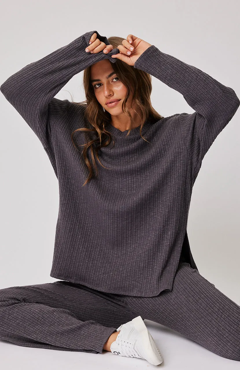 Eva Knit Top - Charcoal Knit