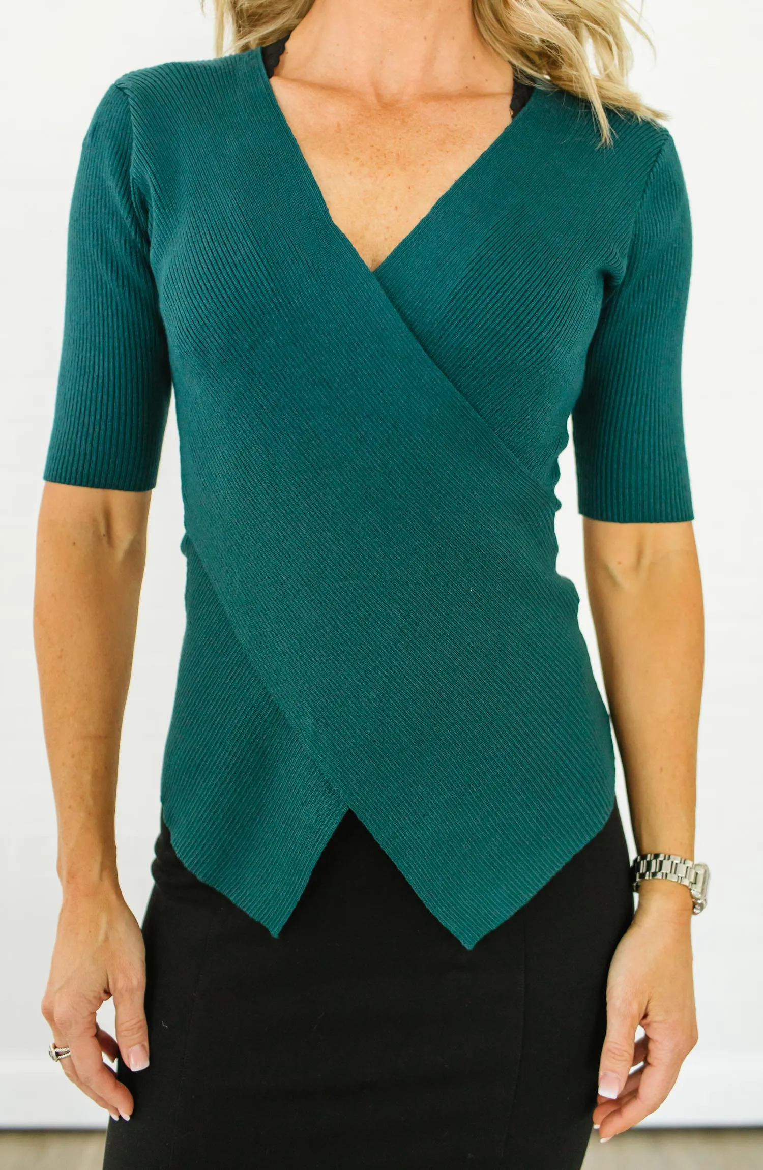 Faux Wrap Knit Top FINAL SALE
