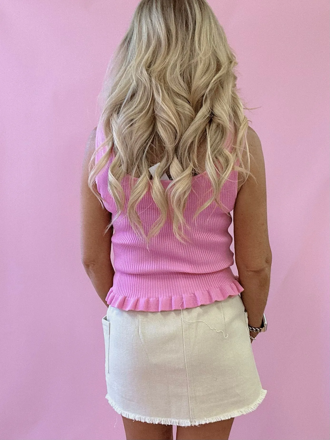 Feeling Good Ribbed Knit l Lettuce Hem Top Pink