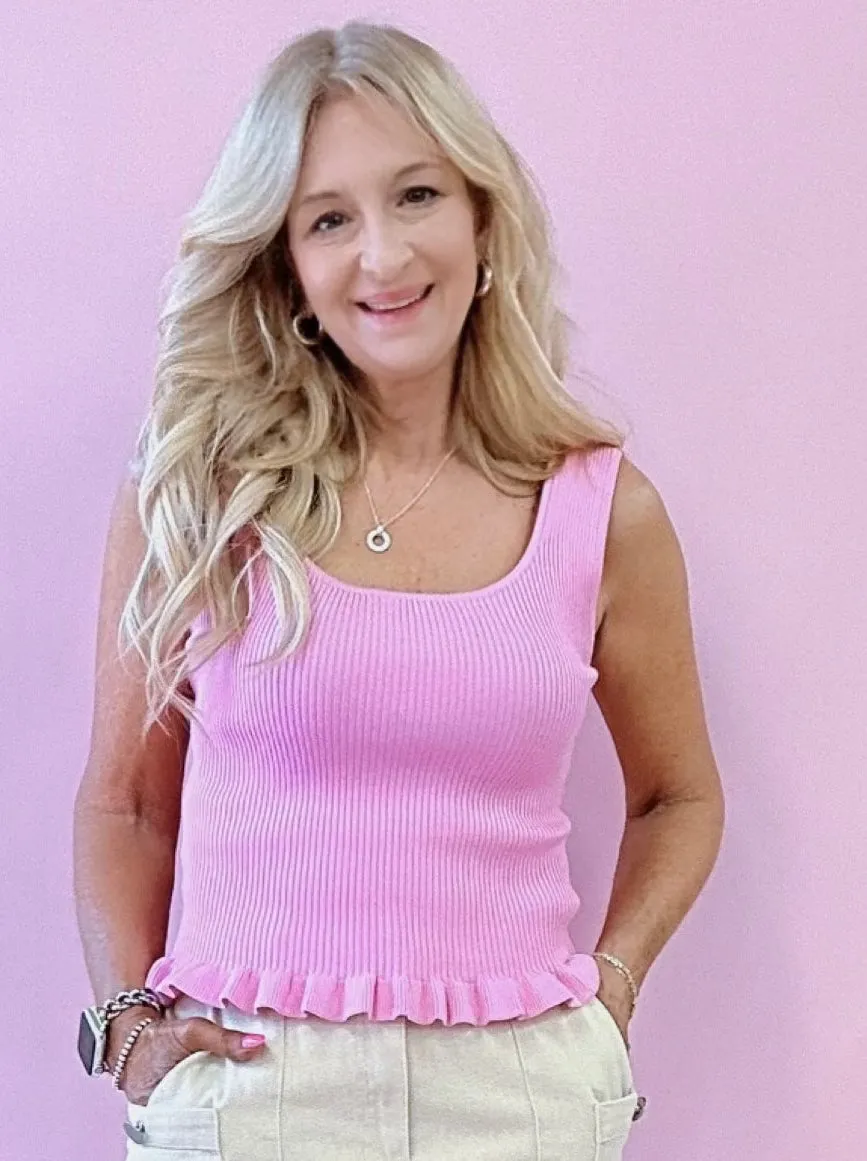 Feeling Good Ribbed Knit l Lettuce Hem Top Pink