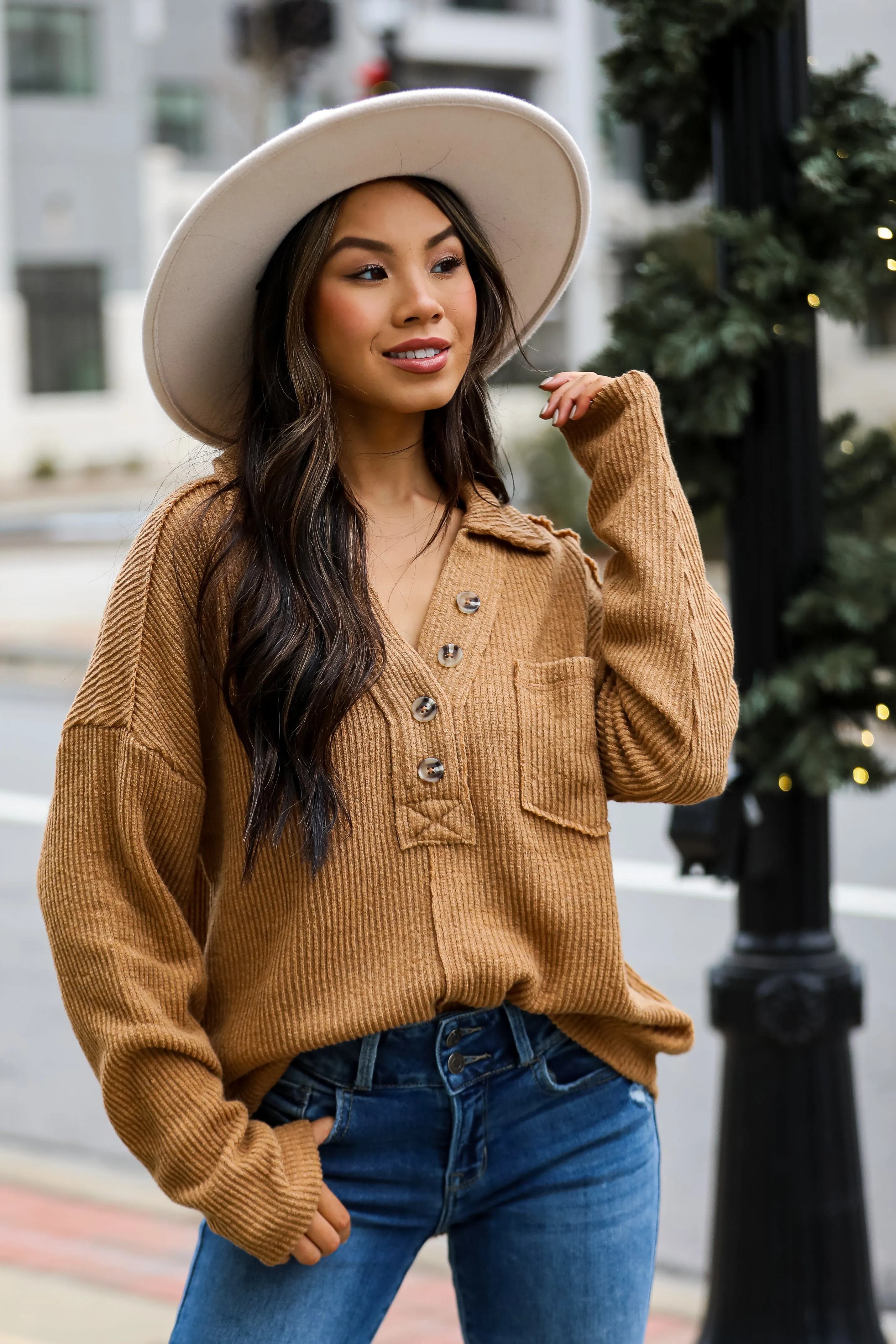 FINAL SALE - Alice Collared Henley Knit Top - DOORBUSTER