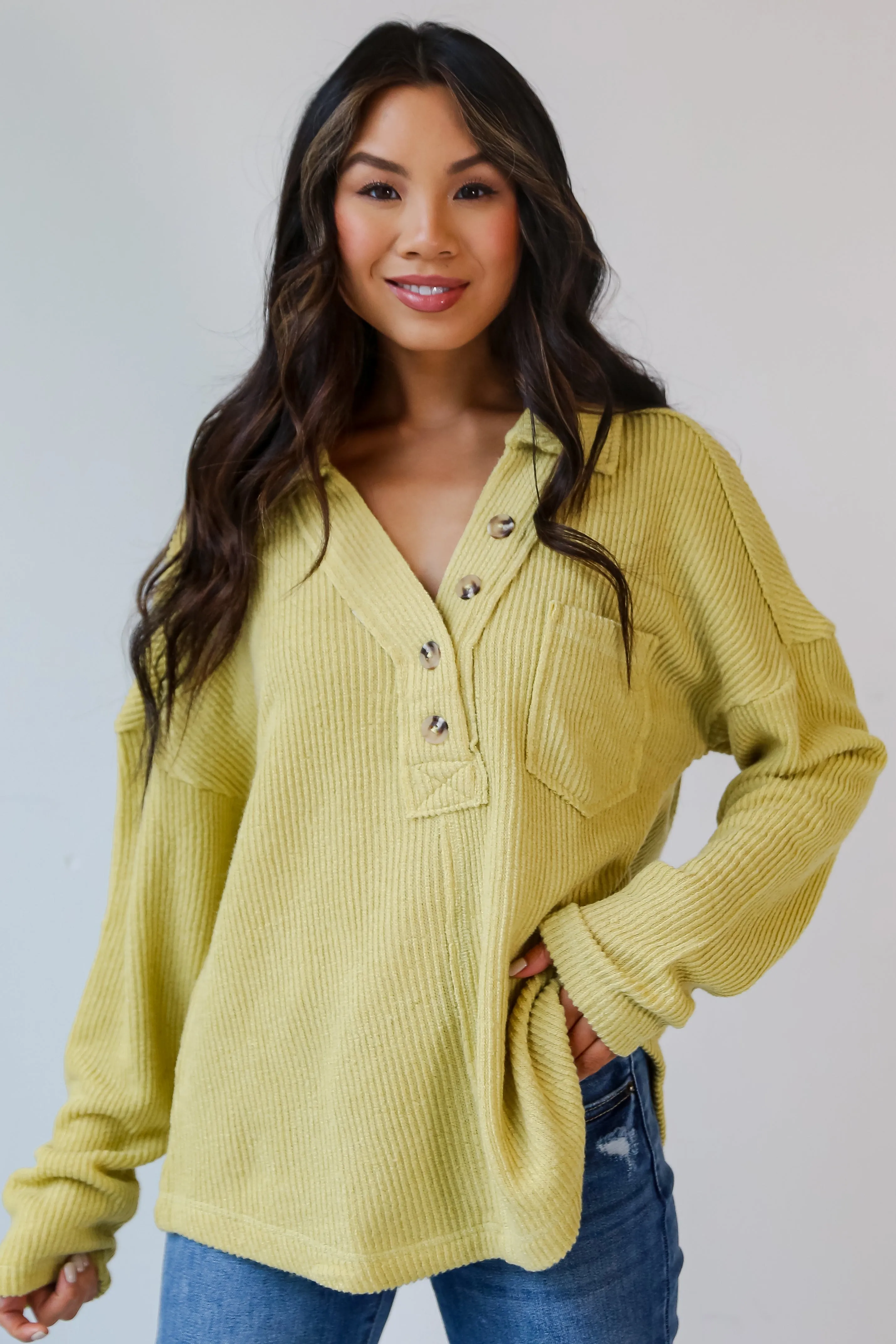 FINAL SALE - Alice Collared Henley Knit Top - DOORBUSTER