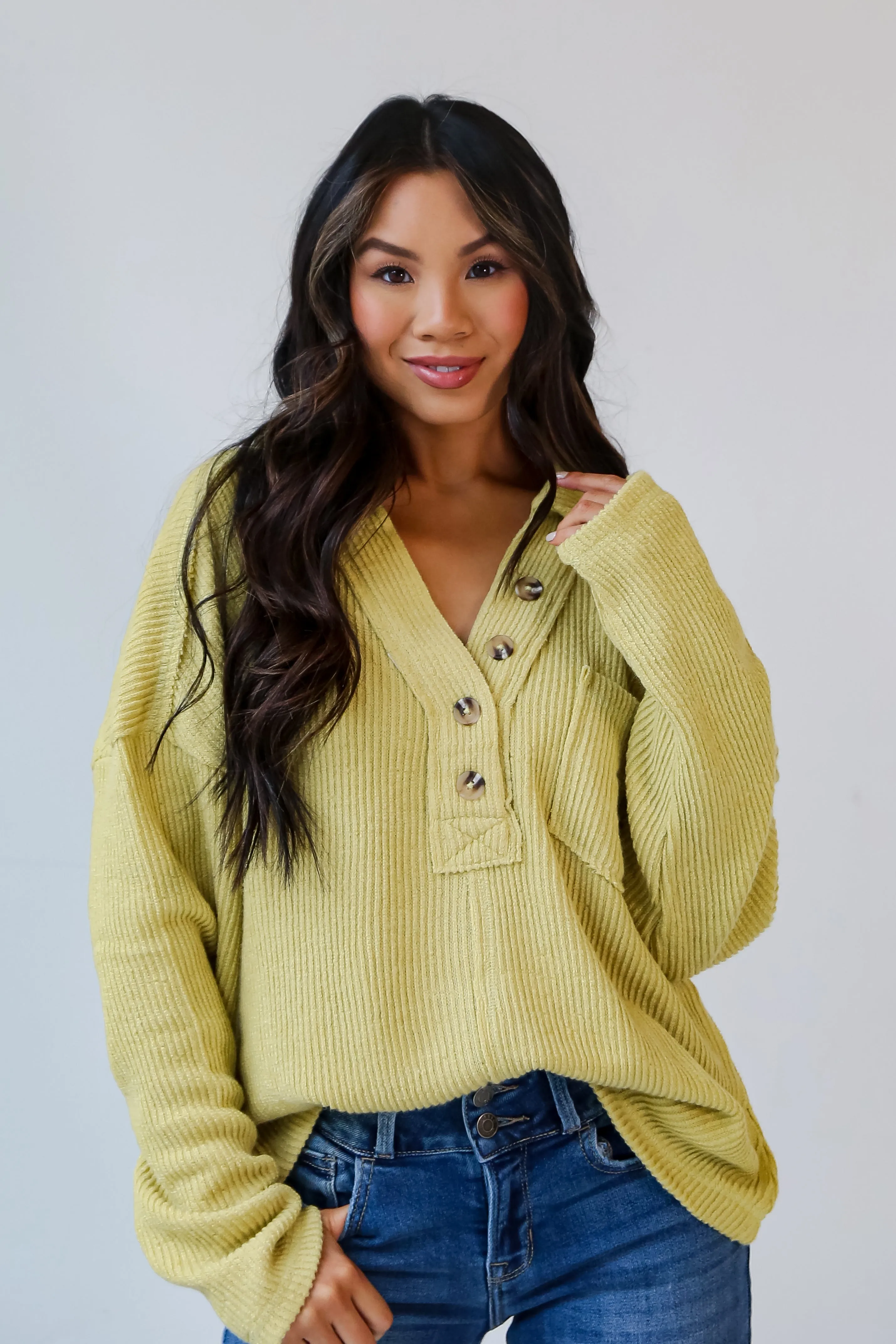 FINAL SALE - Alice Collared Henley Knit Top - DOORBUSTER
