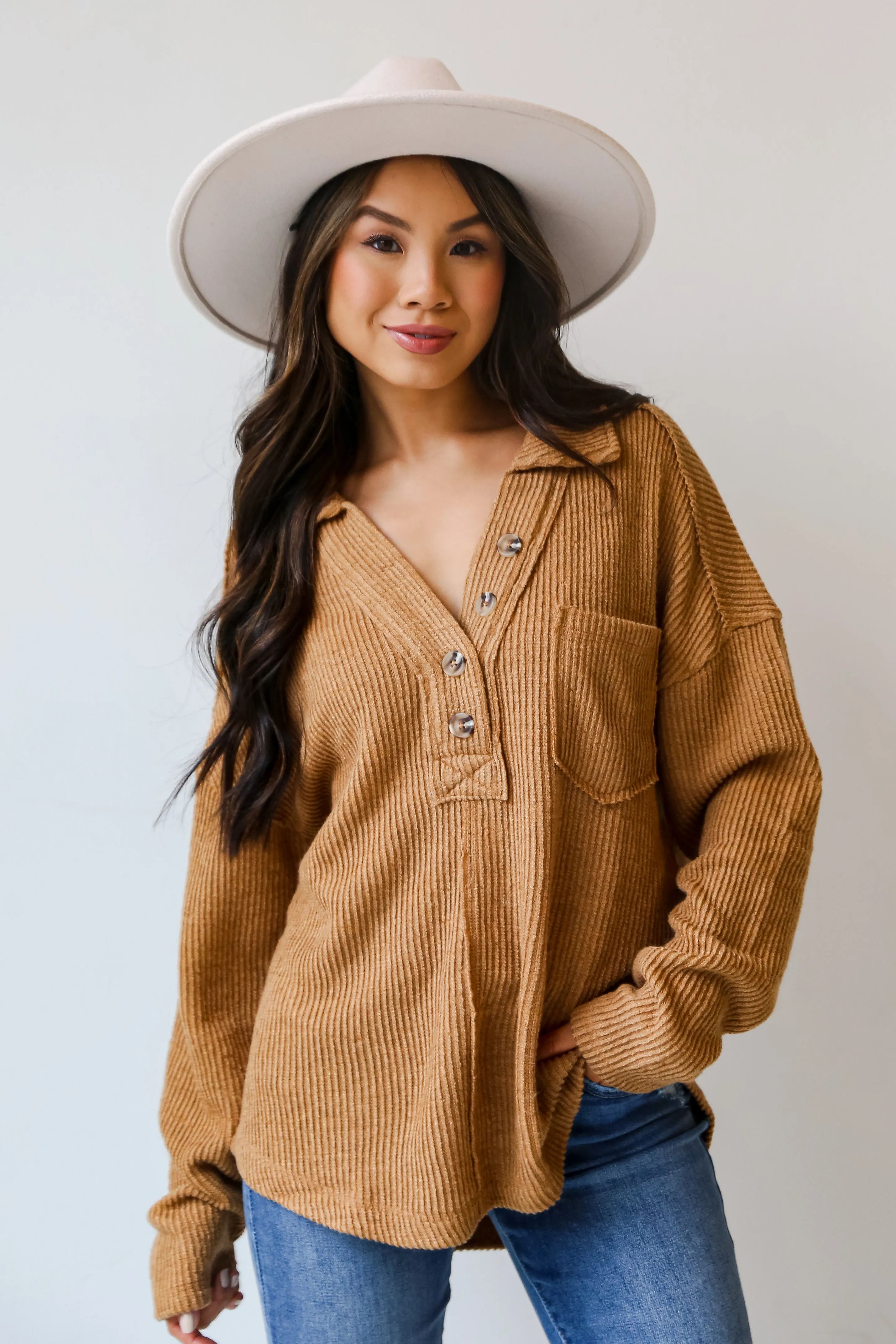 FINAL SALE - Alice Collared Henley Knit Top - DOORBUSTER