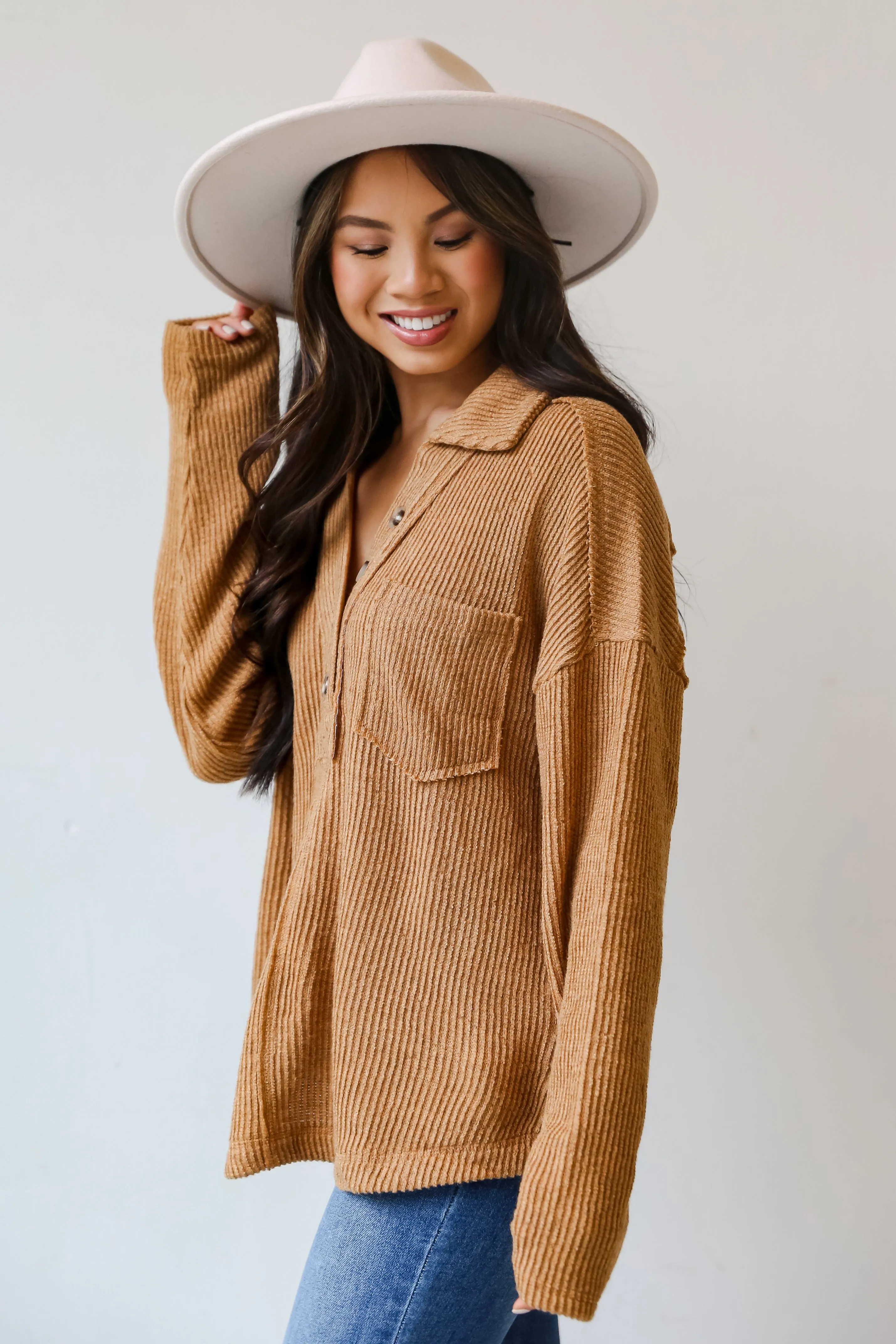 FINAL SALE - Alice Collared Henley Knit Top - DOORBUSTER