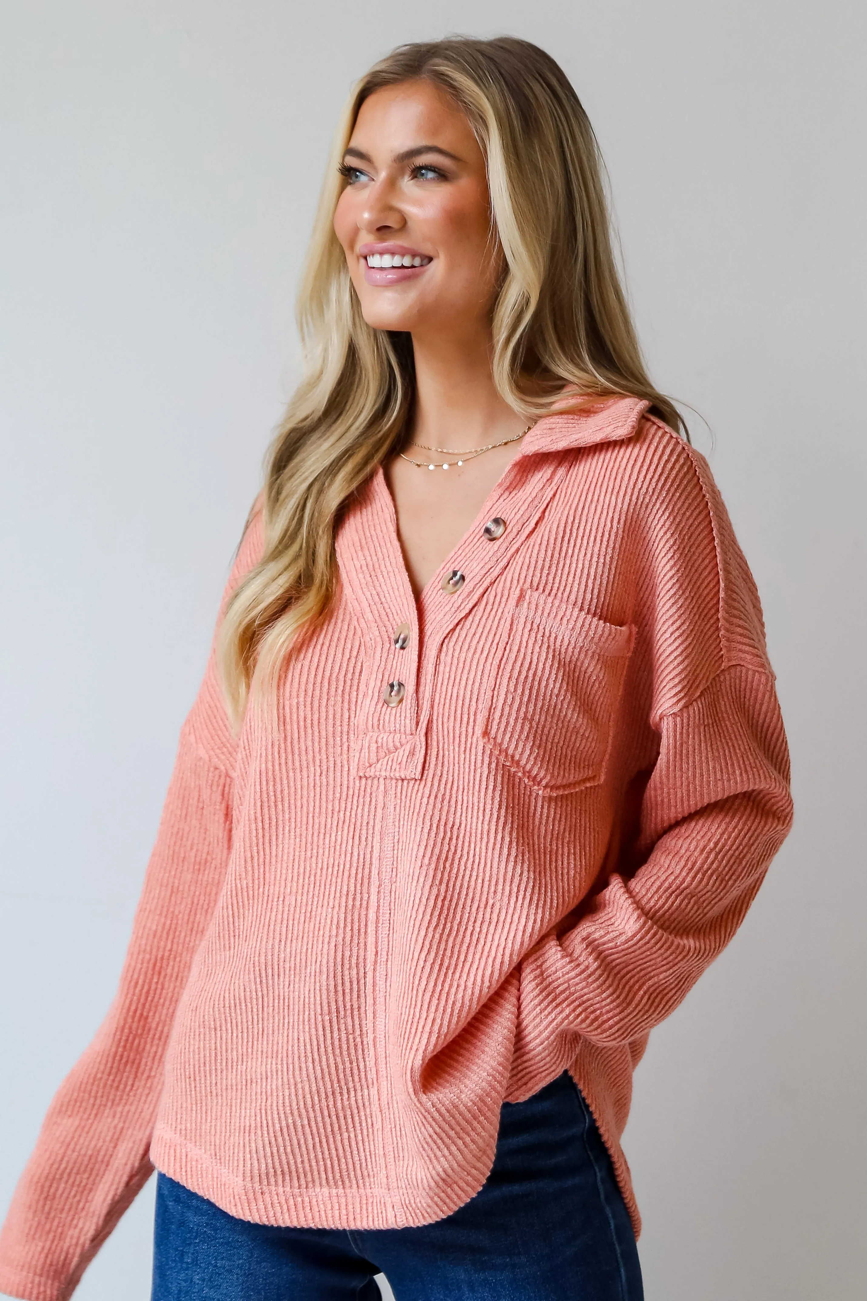 FINAL SALE - Alice Collared Henley Knit Top - DOORBUSTER