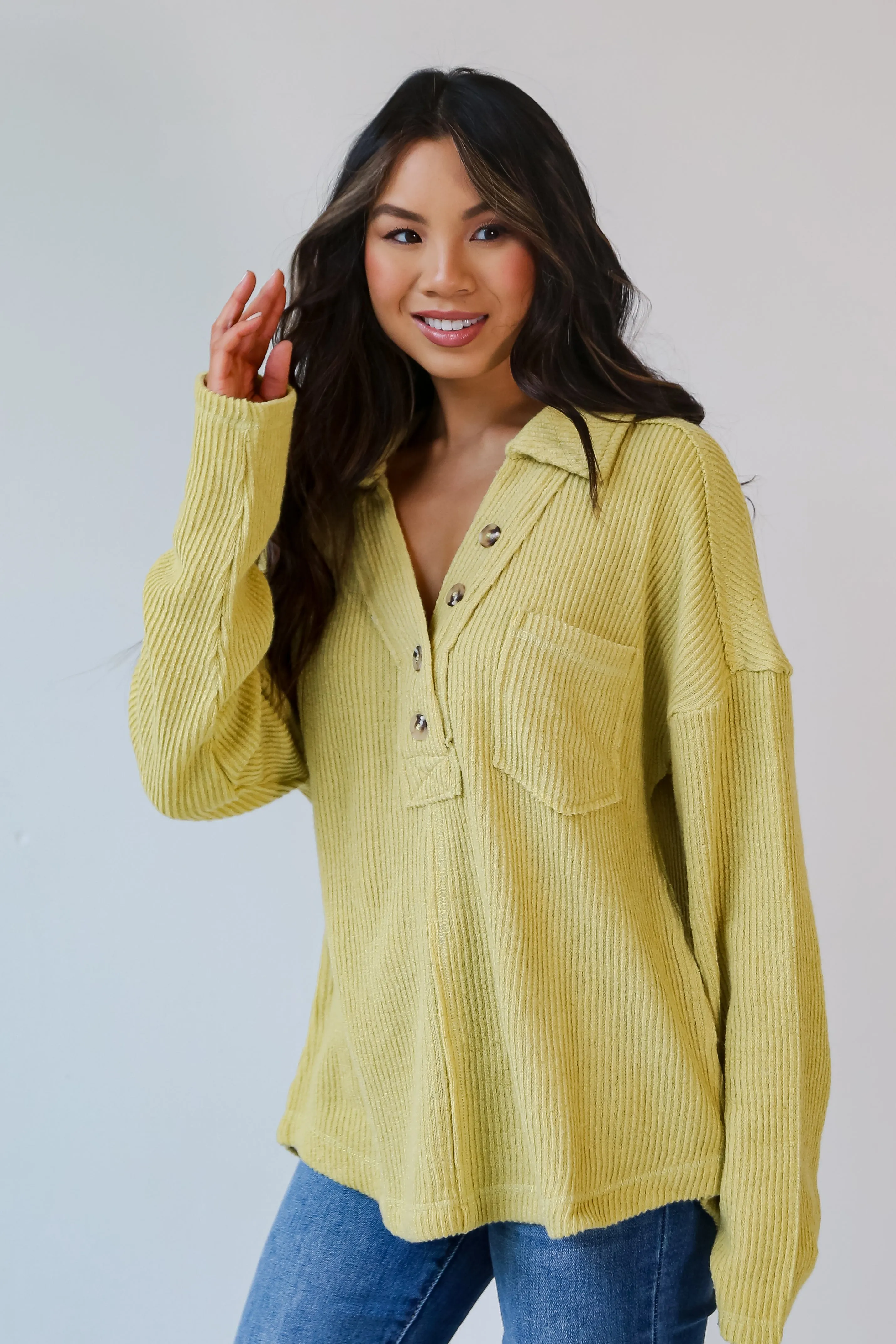 FINAL SALE - Alice Collared Henley Knit Top - DOORBUSTER