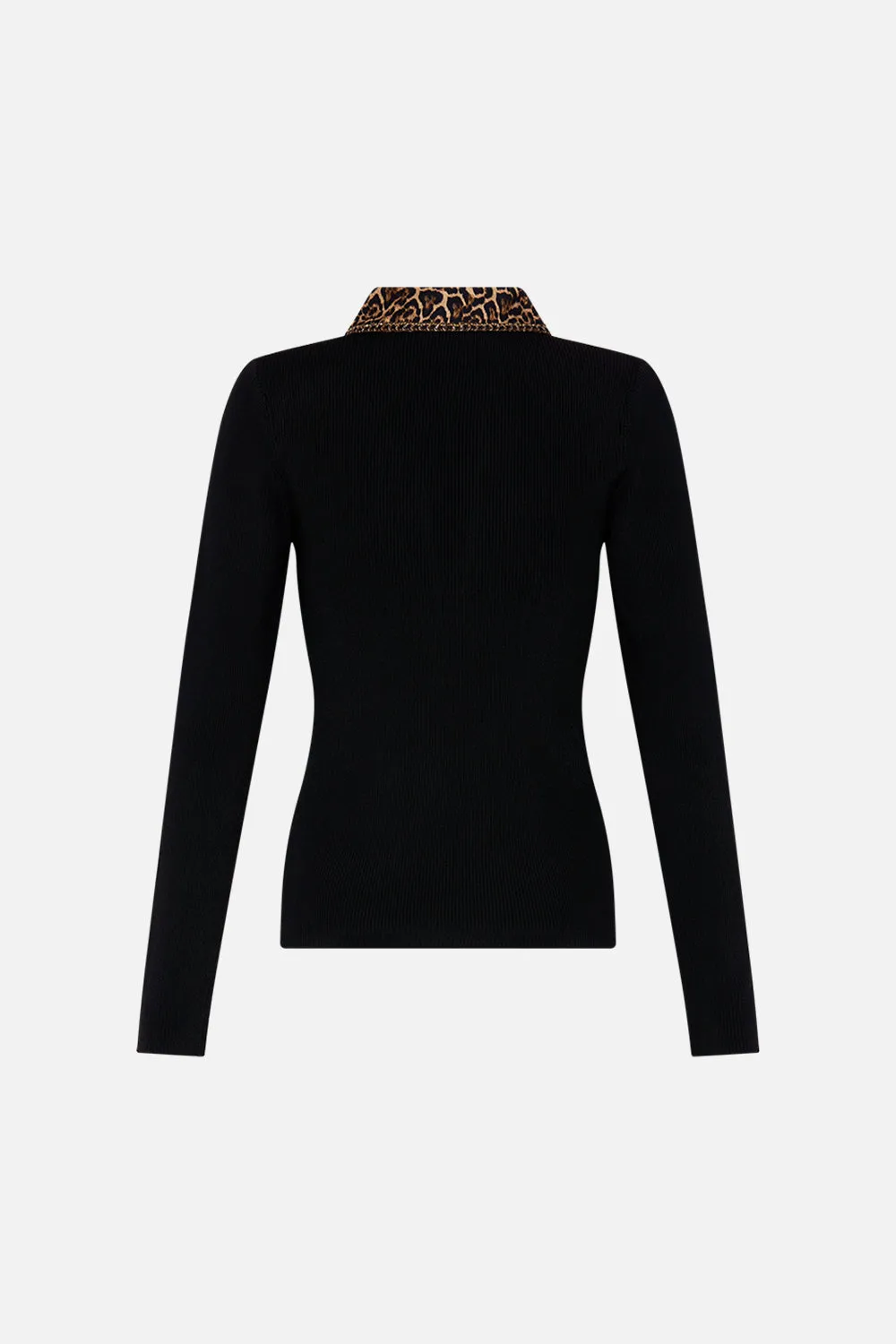 FITTED KNIT TOP WITH SILK COLLAR AMSTERGLAM