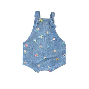 Floral Denim Overall Shorts