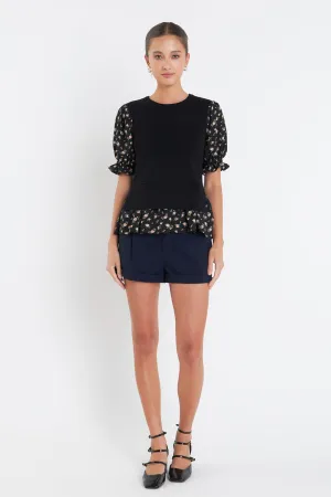 Floral Mixed Knit Top
