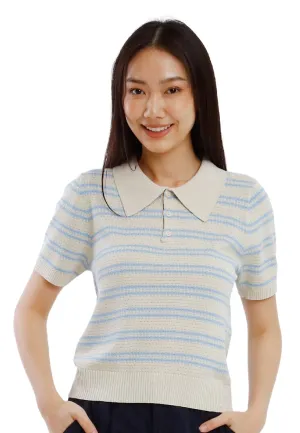 Forest Ladies Polo Knit Top Women Short Sleeve Pointelle Knit Top - 822493