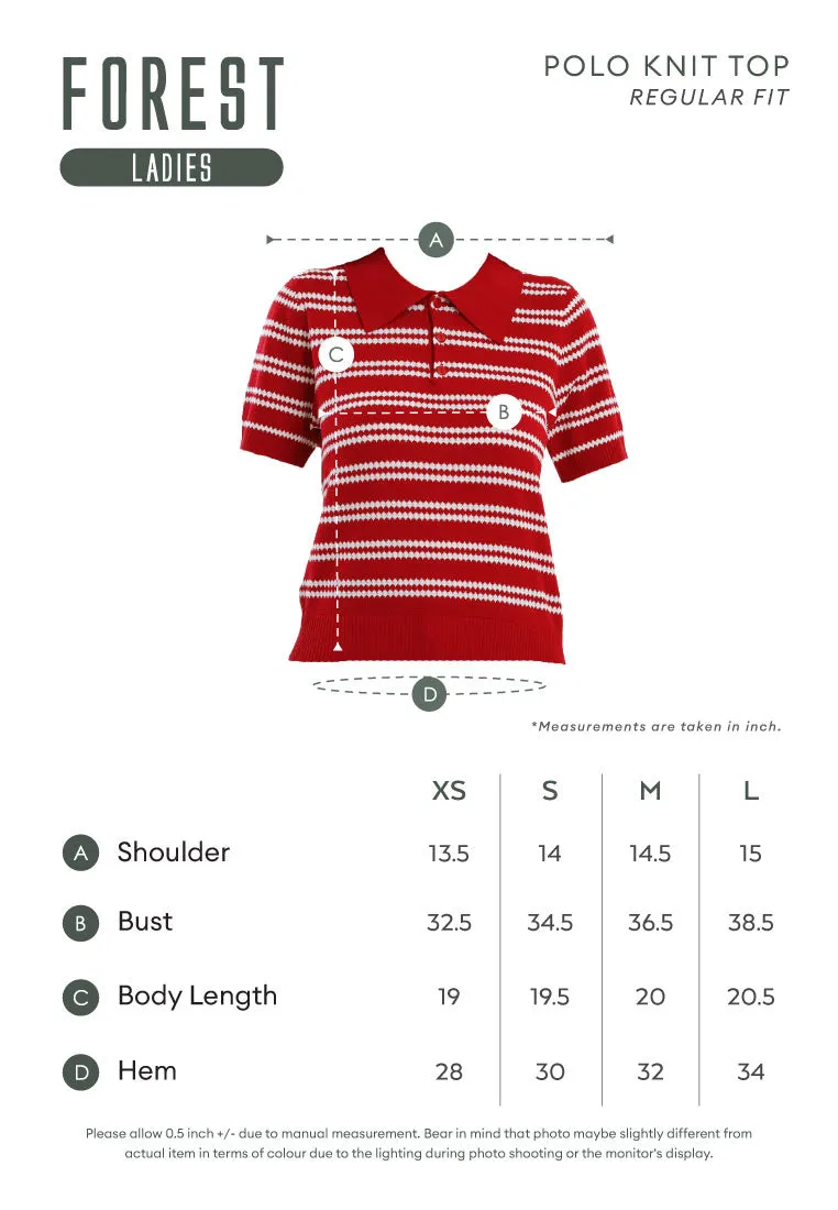 Forest Ladies Polo Knit Top Women Short Sleeve Pointelle Knit Top - 822493