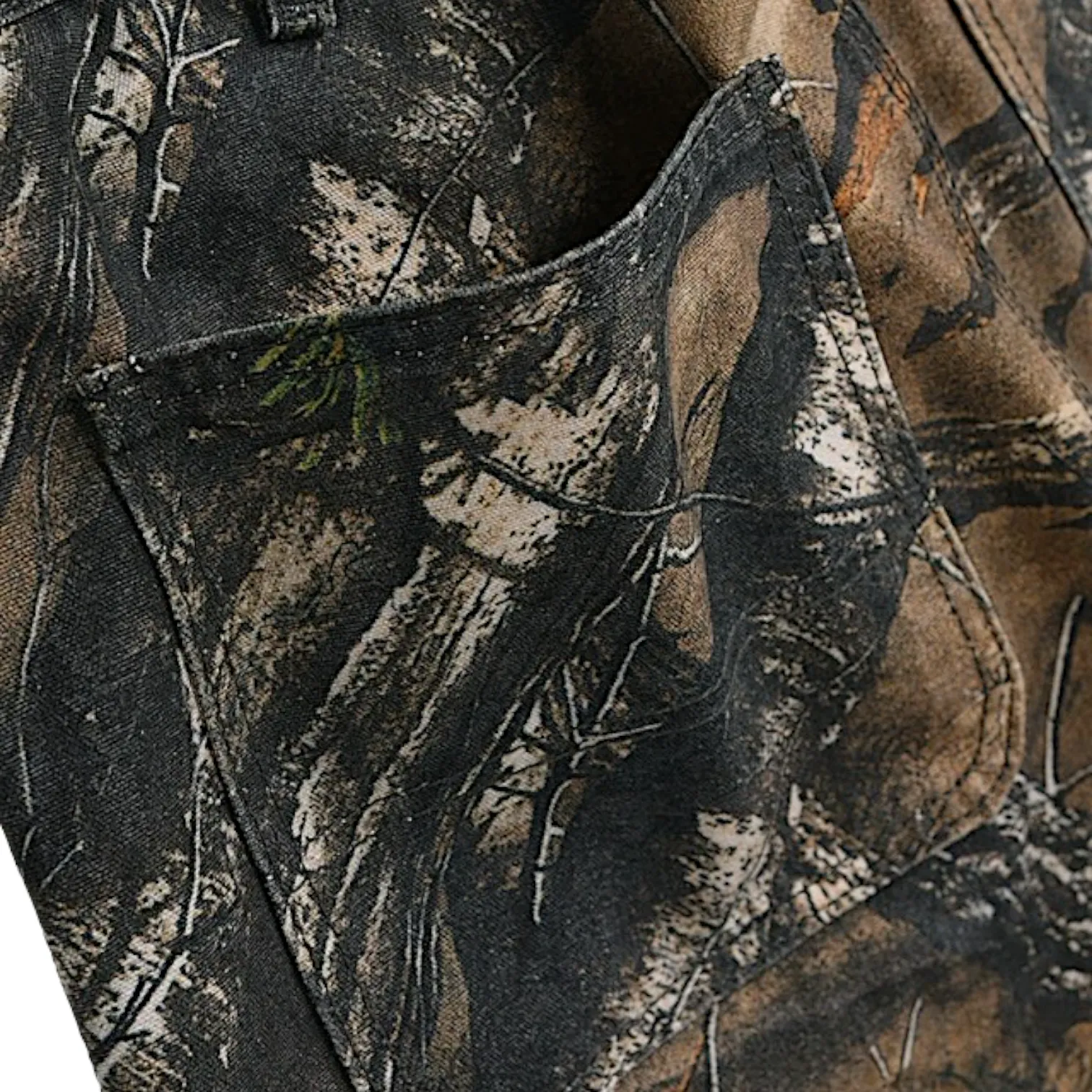 Forest tree camouflage print carpenter jean