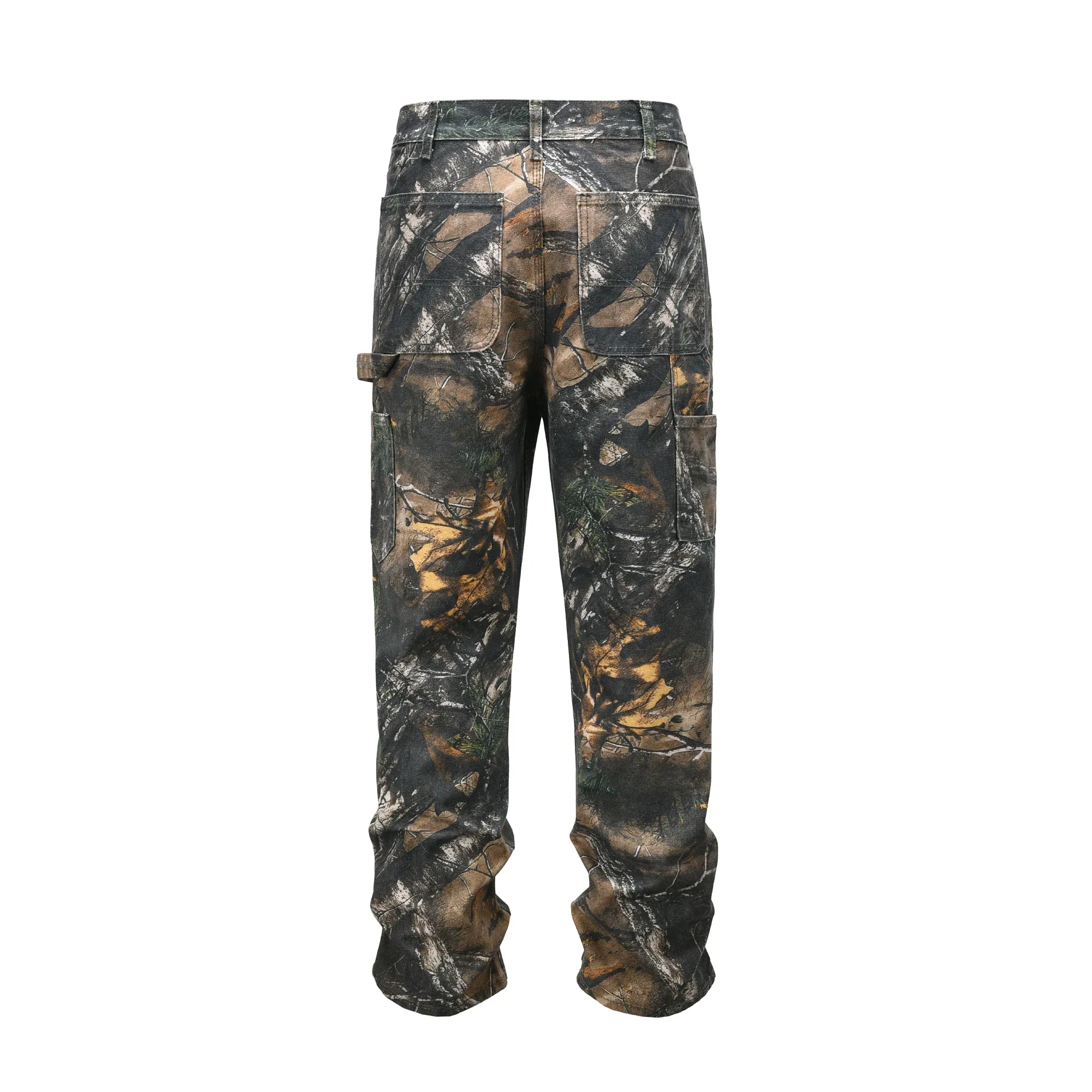 Forest tree camouflage print carpenter jean