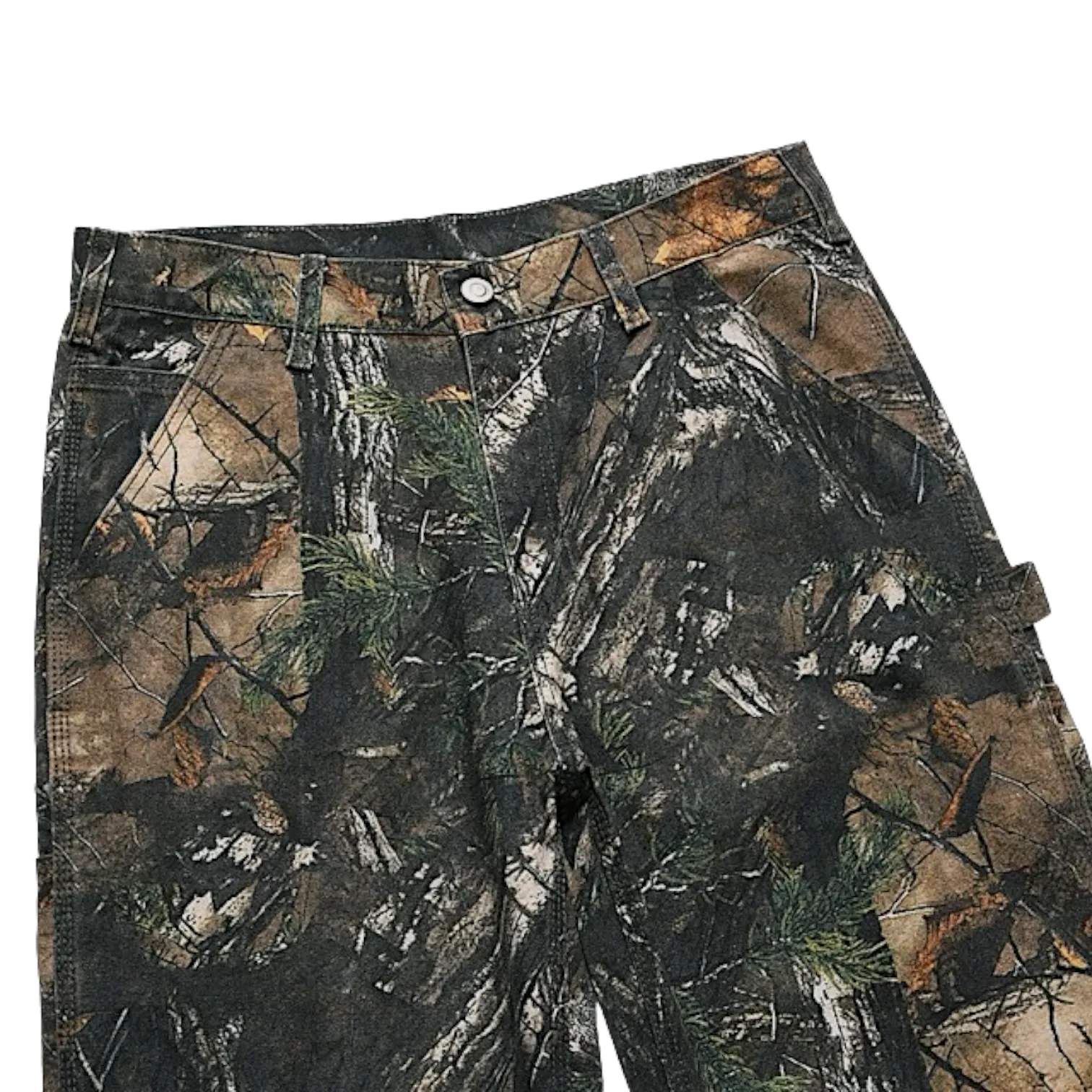 Forest tree camouflage print carpenter jean