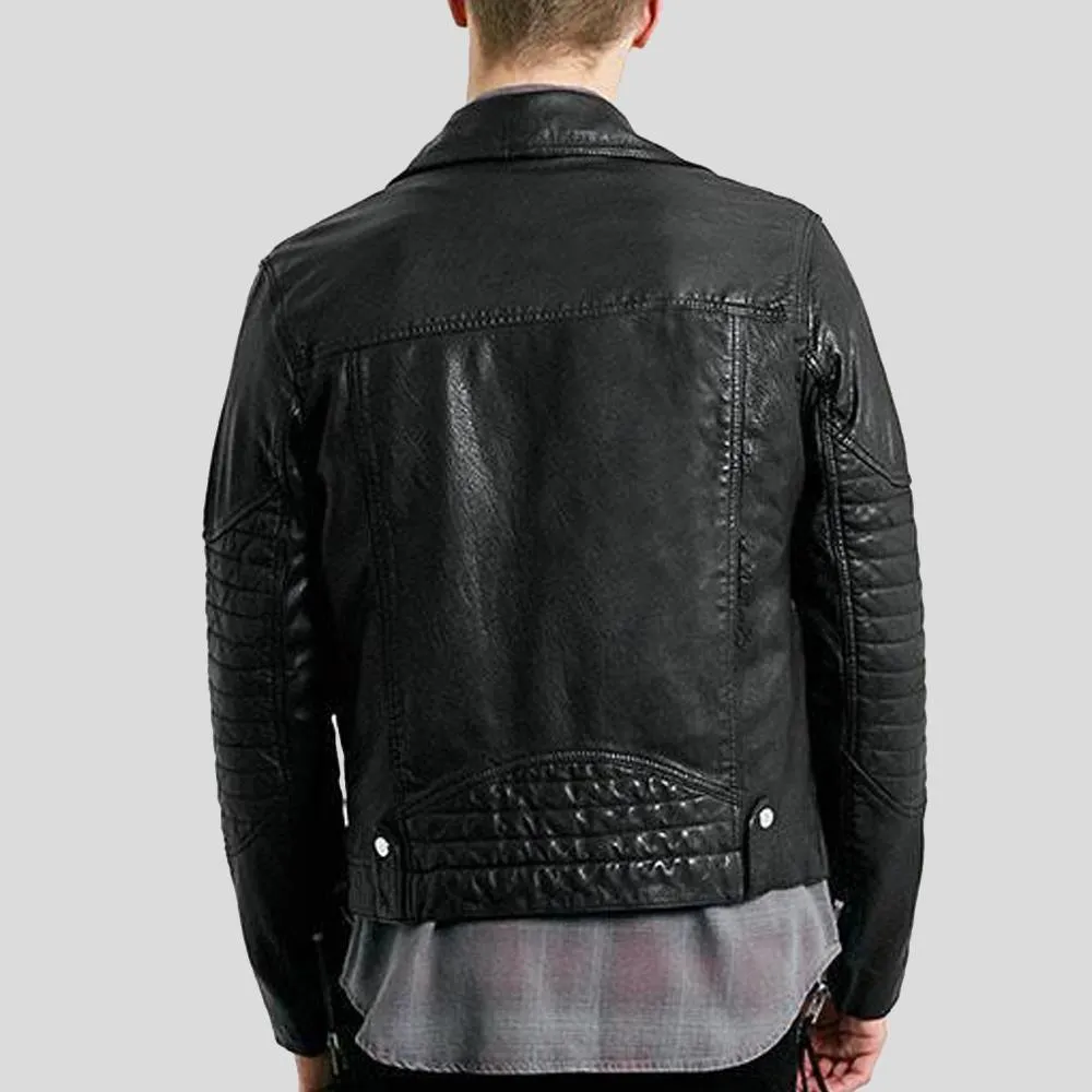 Frankie Black Biker Leather Jacket for Men