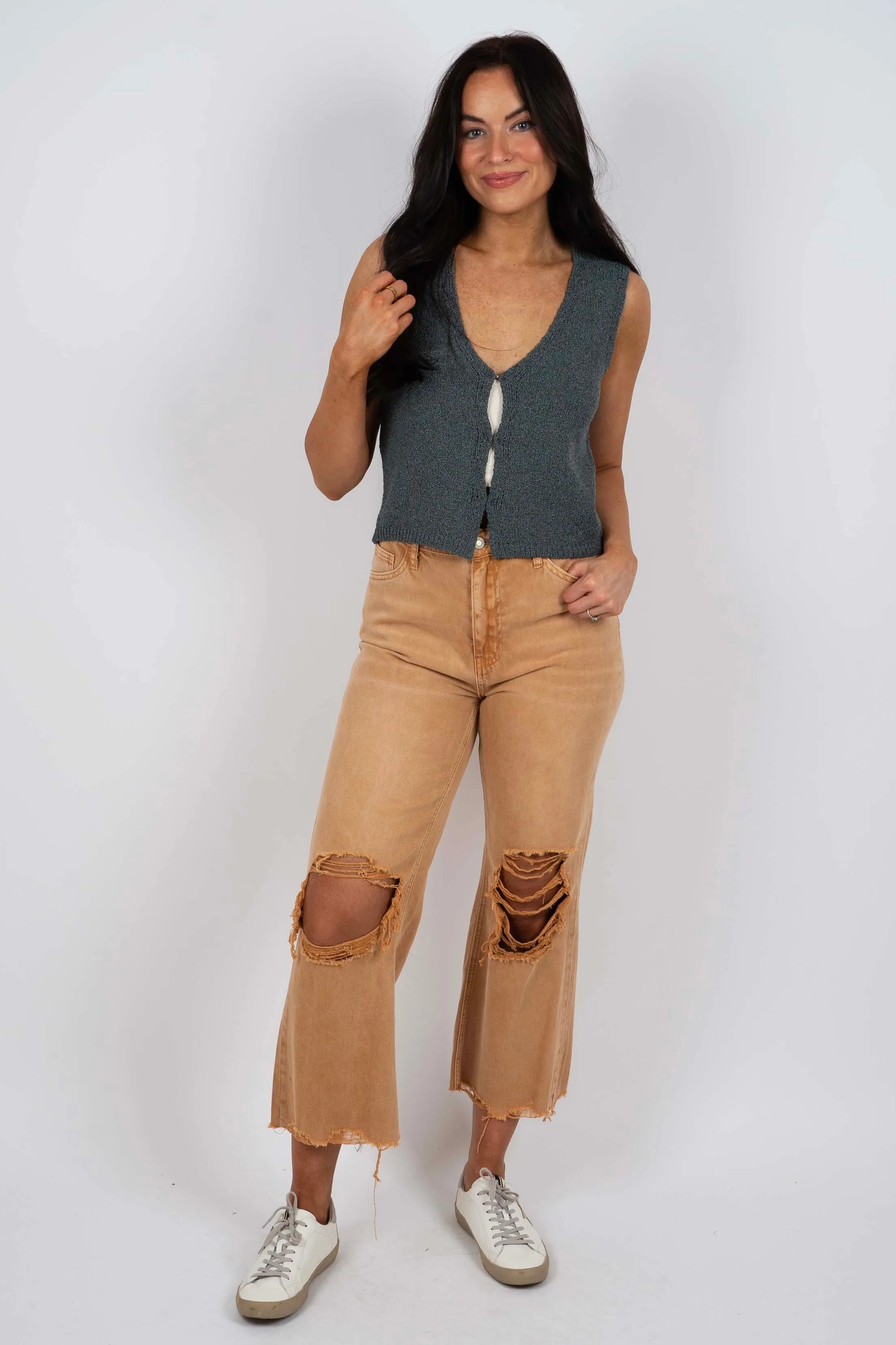 Fun & Free Cropped Jeans (Camel)