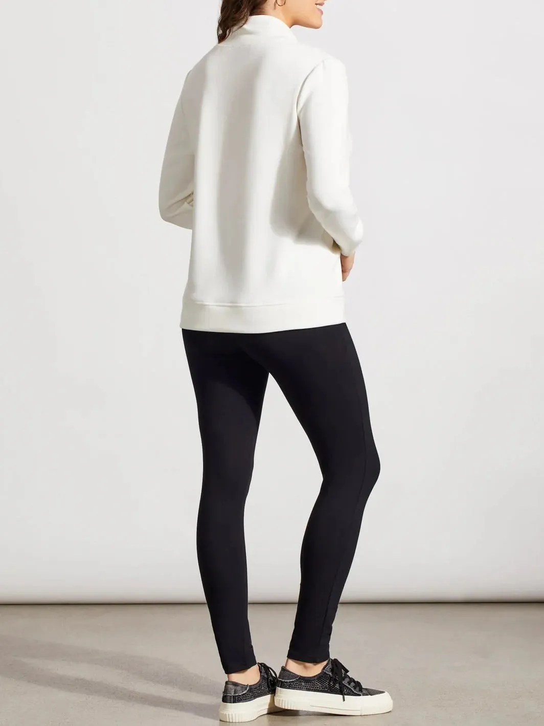 Funnel Neck Top with Pockets - White/Black