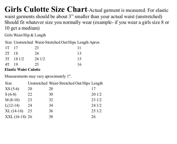 Girls Inverted Box Pleat Culottes Athletic Fabric