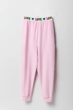 Girls Velour Love Elastic Waist Jogger