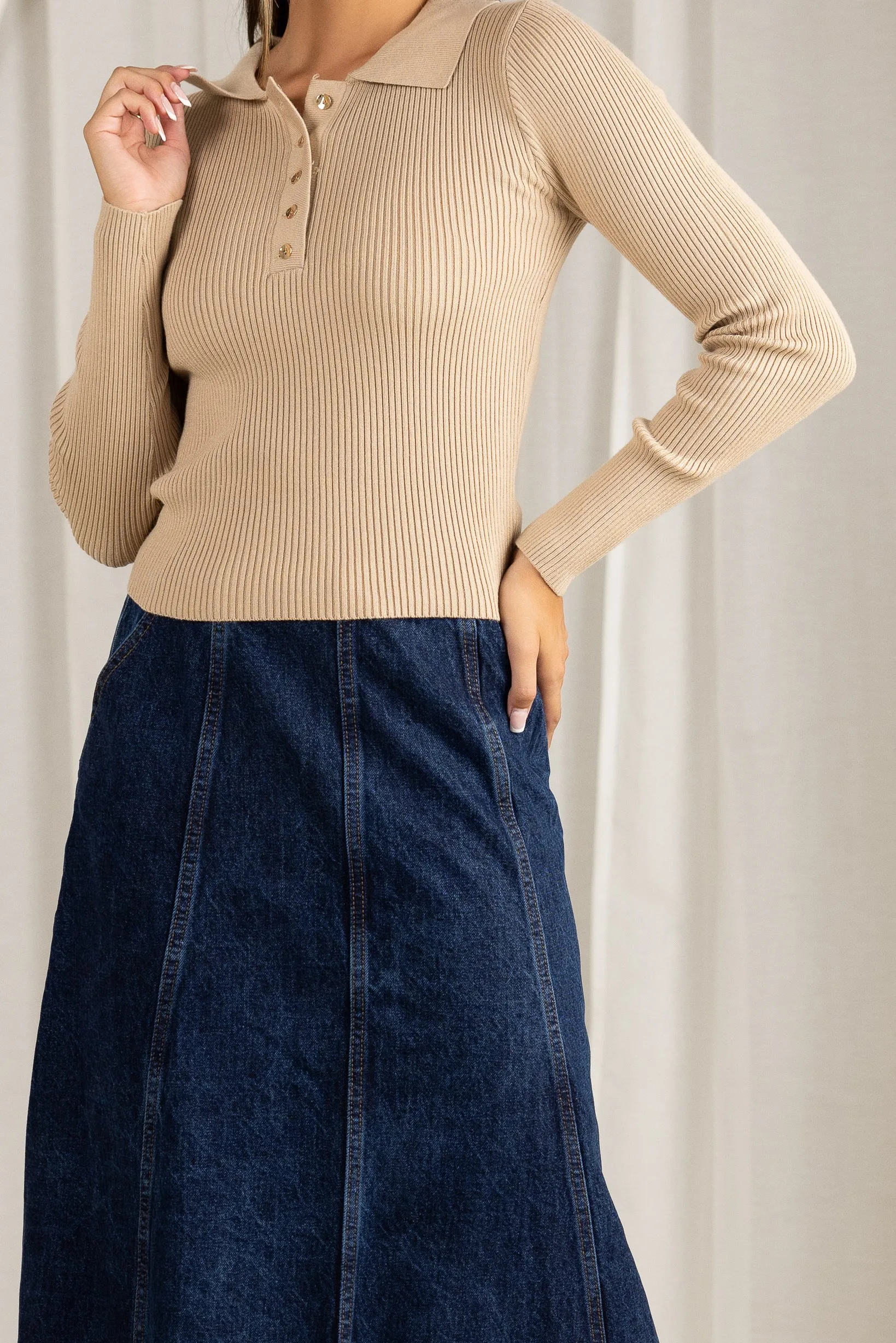 Goldi Button Knit Top
