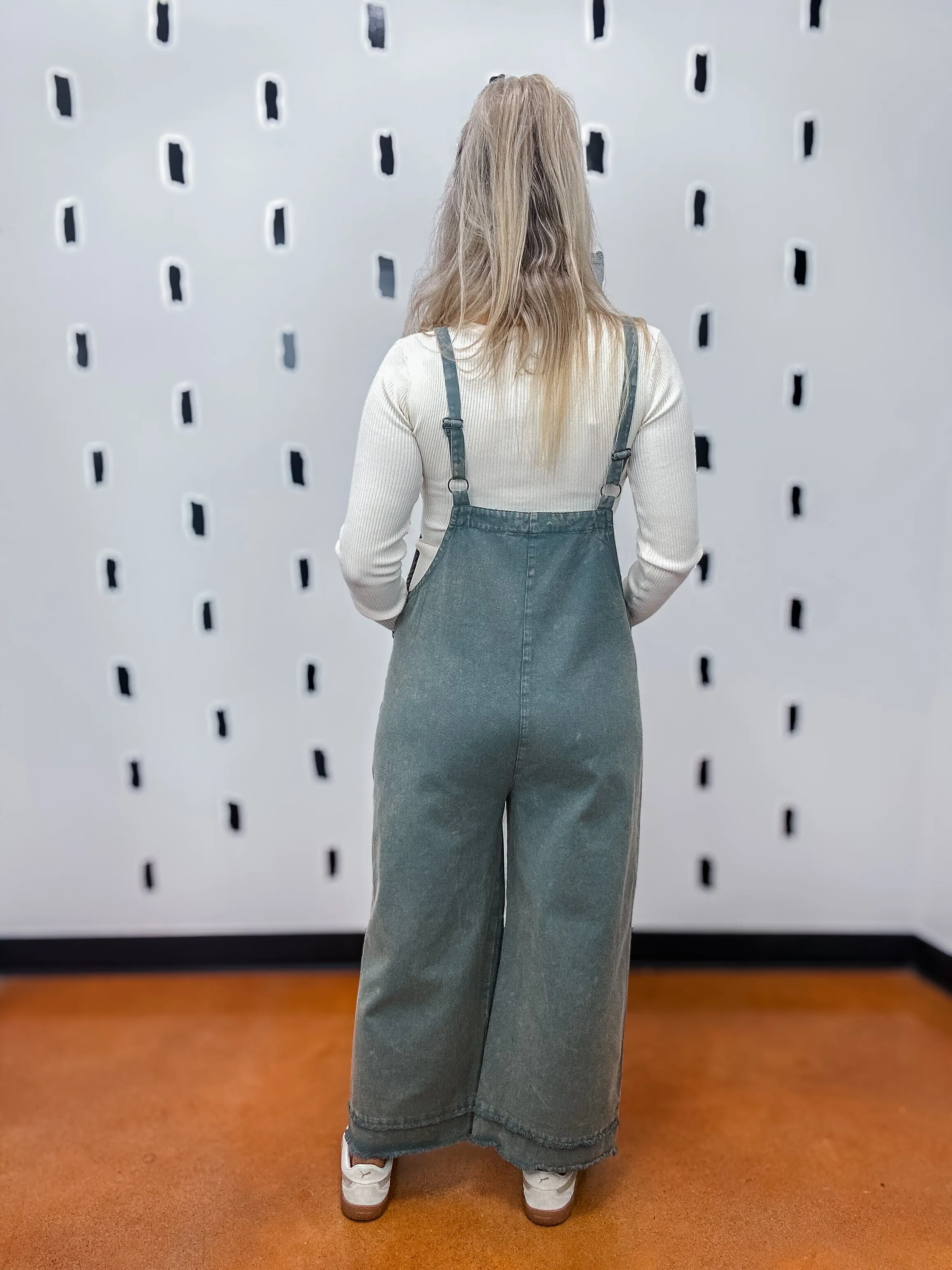 Grey Blue Overall Jumpsuit