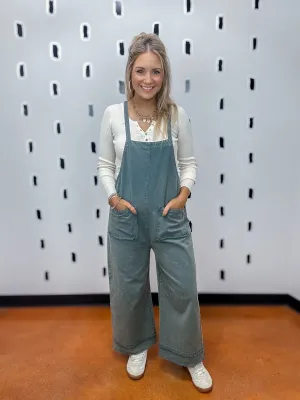 Grey Blue Overall Jumpsuit