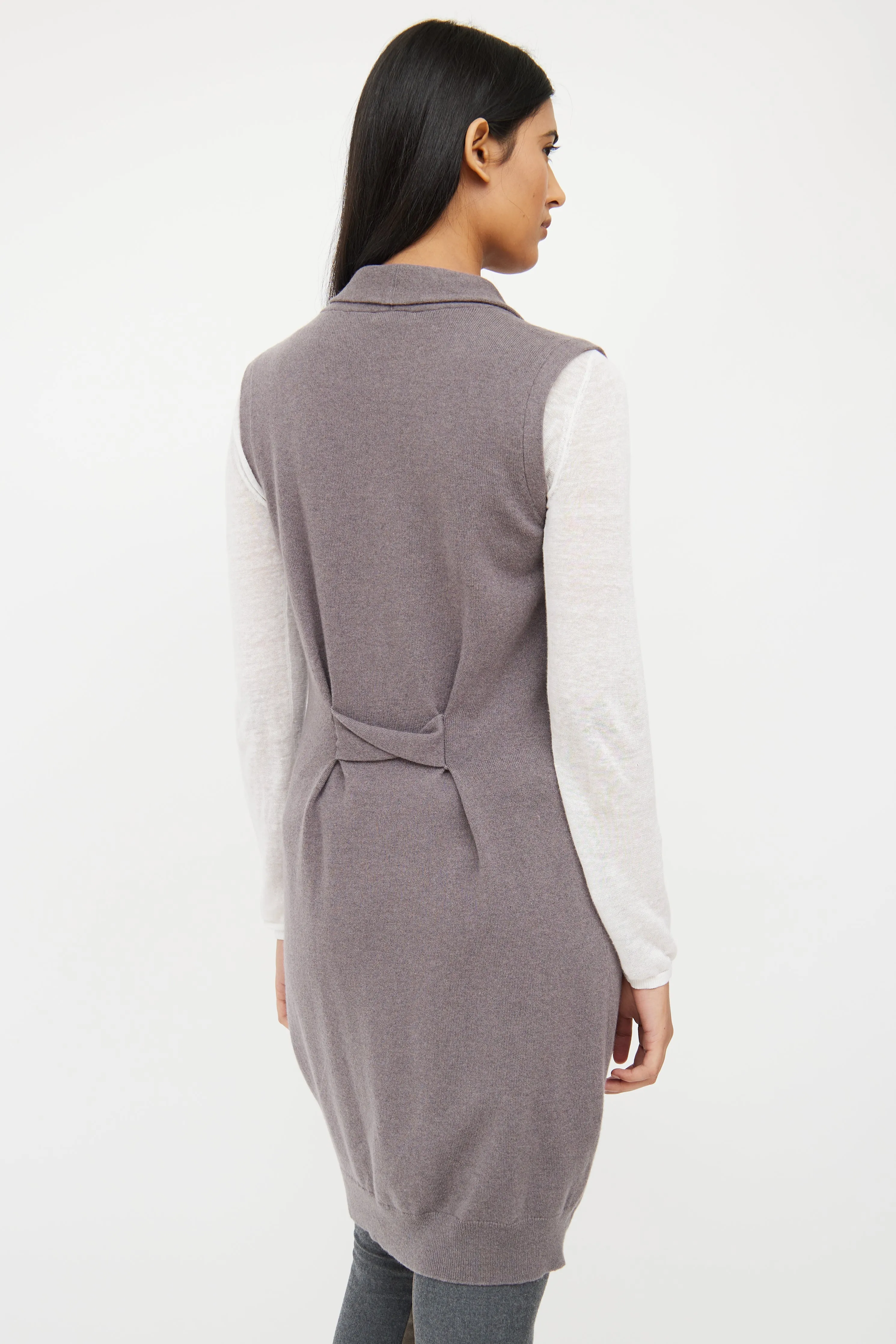 Grey Cashmere Knit Top