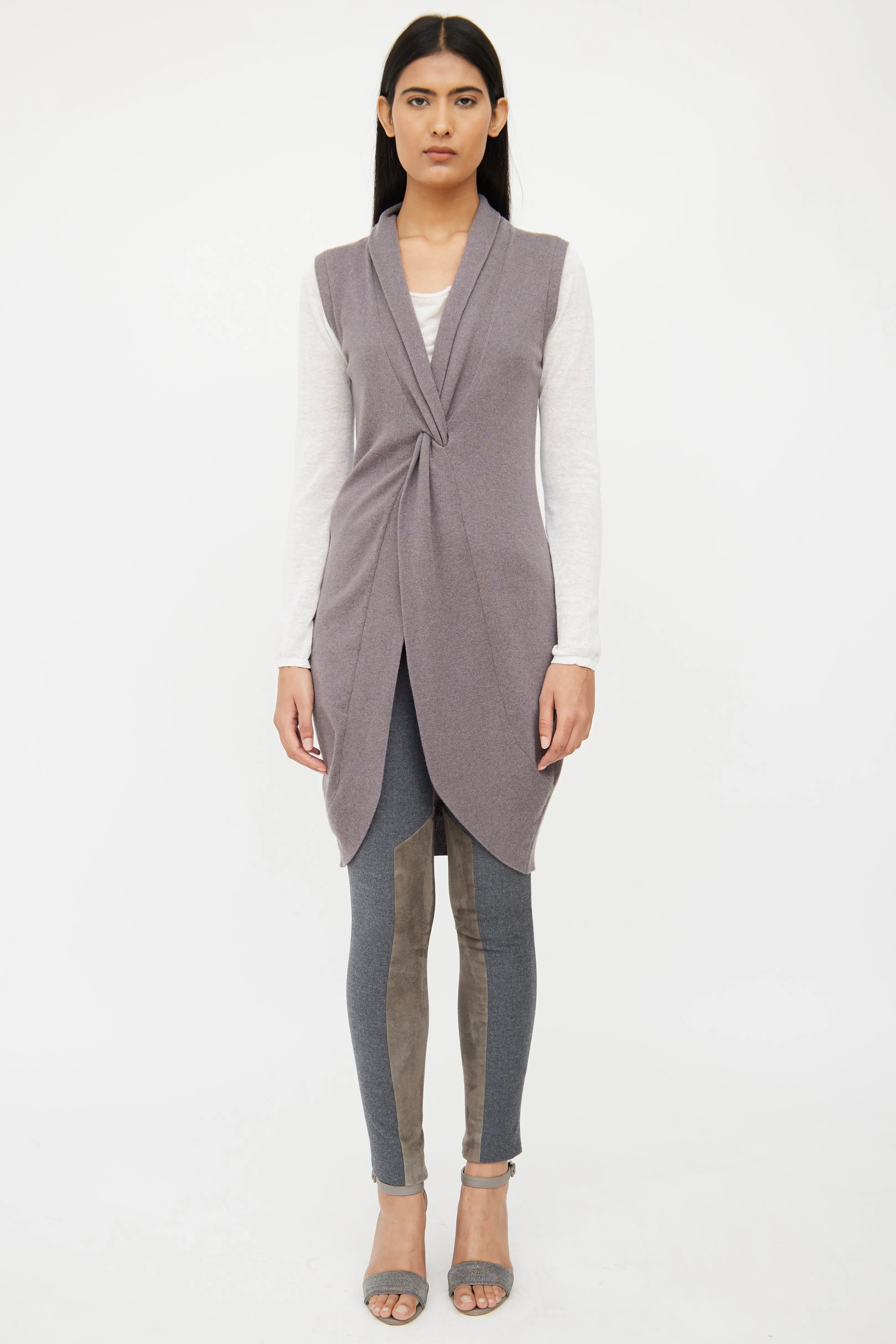 Grey Cashmere Knit Top