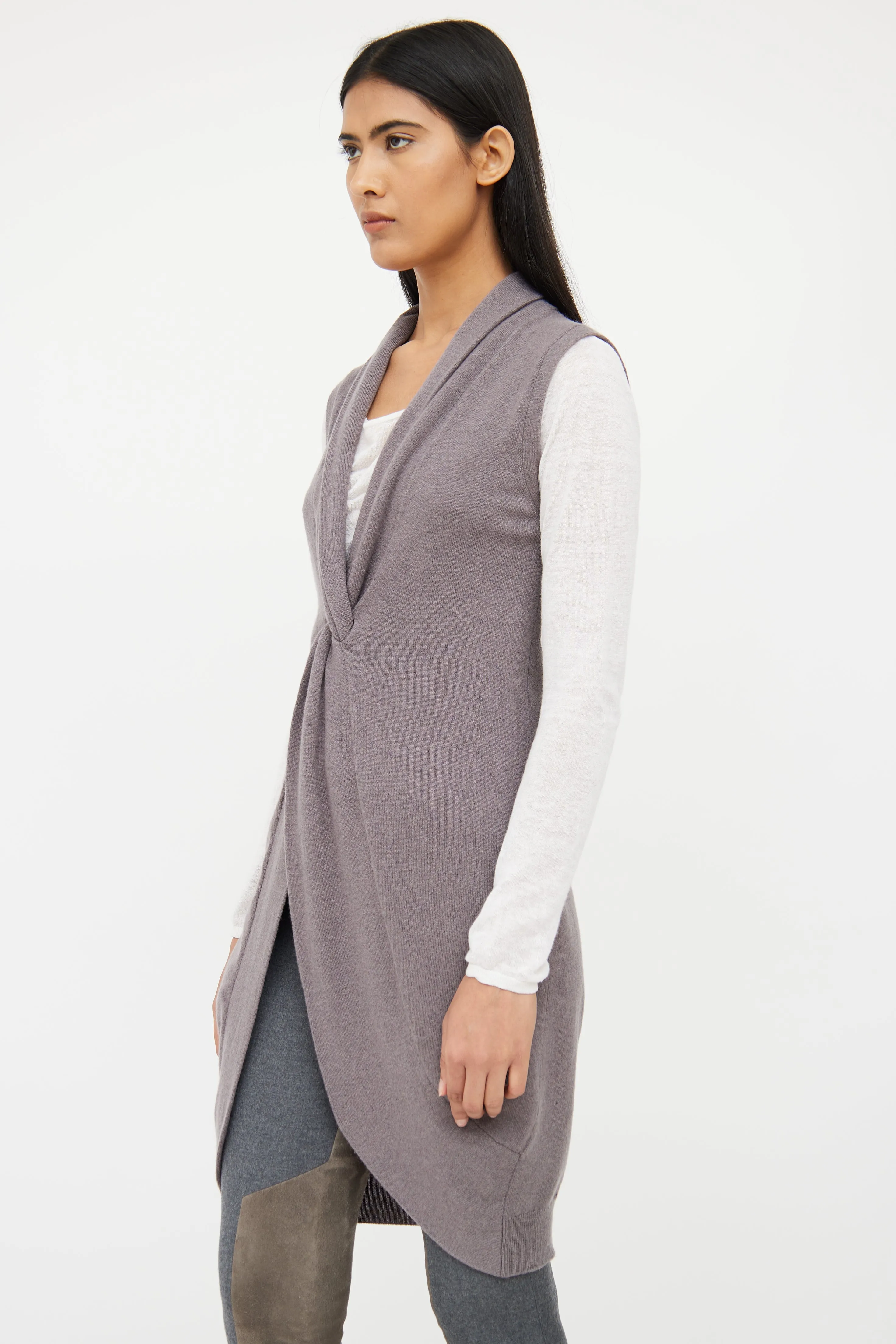 Grey Cashmere Knit Top