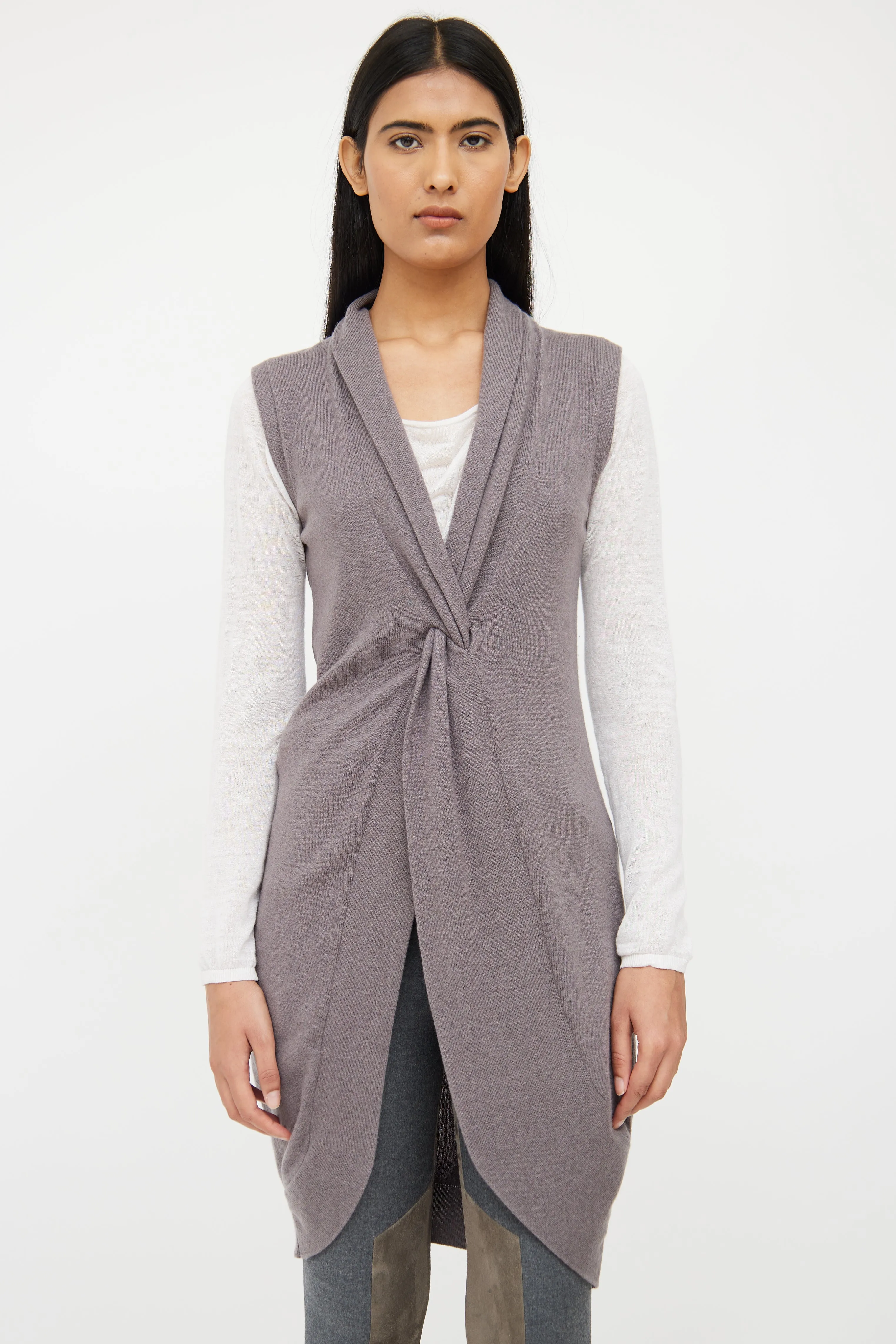 Grey Cashmere Knit Top