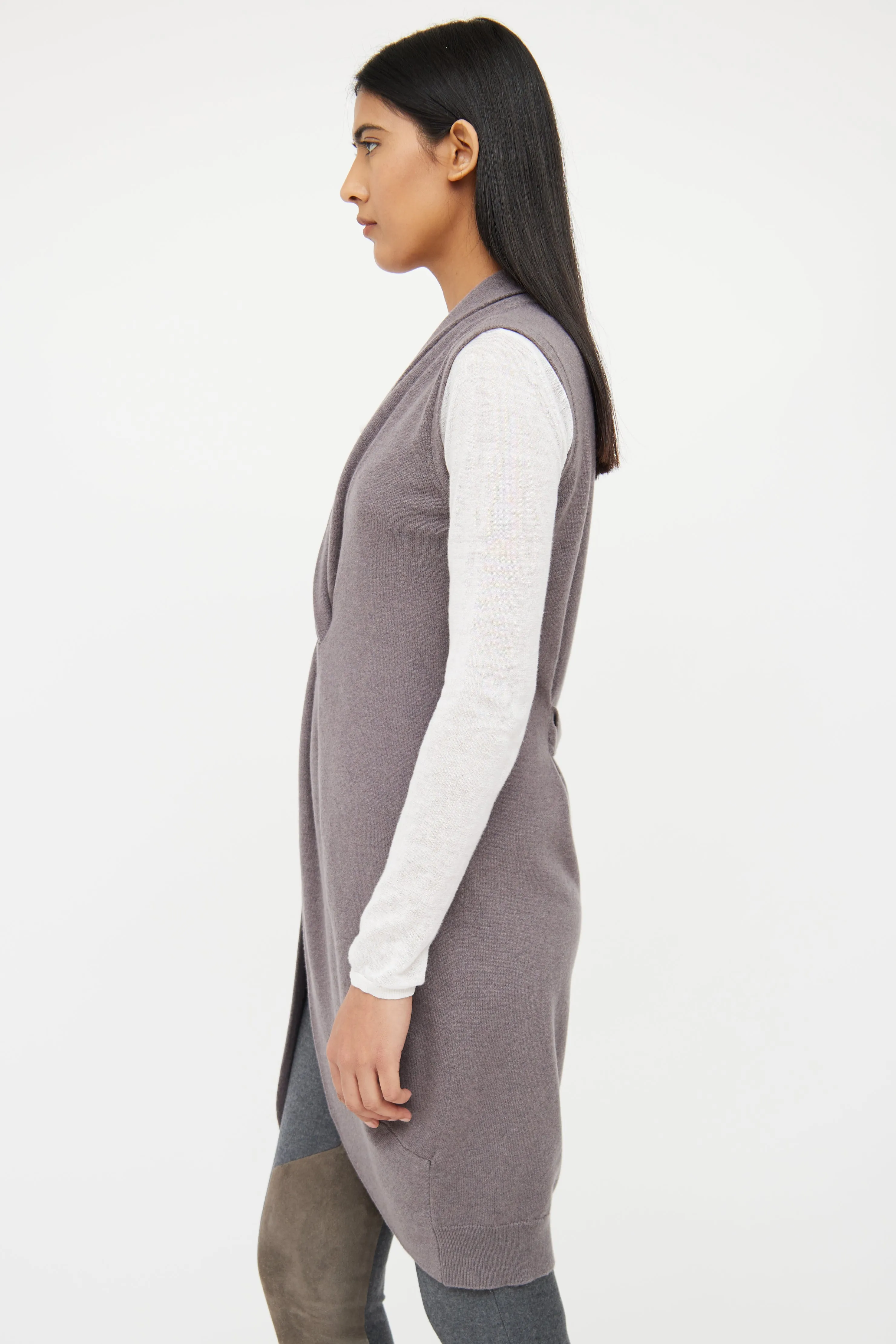 Grey Cashmere Knit Top