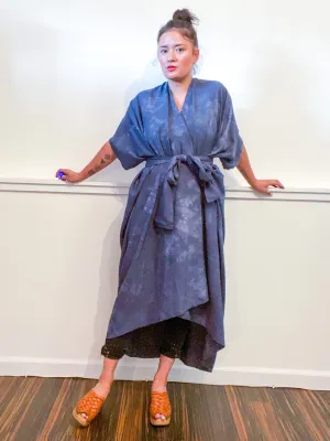 Hand-Dyed High Low Kimono Almost Solid Grey
