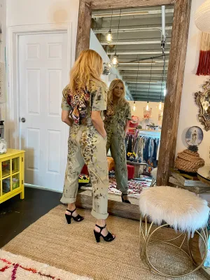 Hand painted Leopard Overall