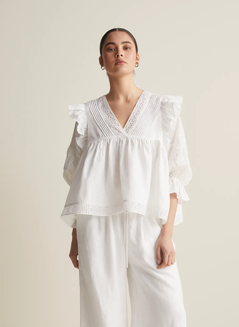 Hari Linen Ramie Smock Top | Optical White