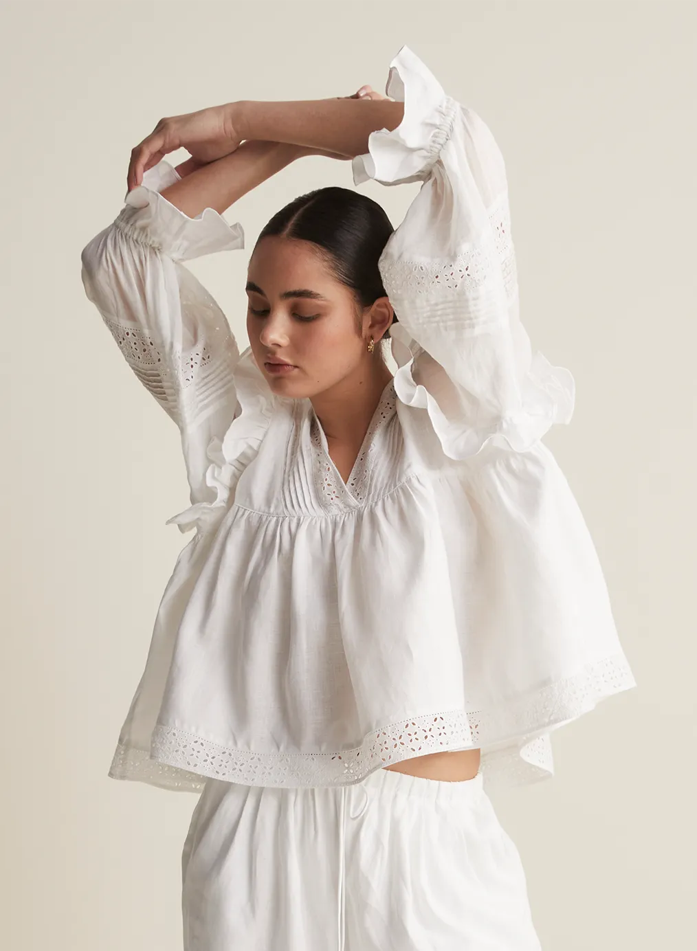 Hari Linen Ramie Smock Top | Optical White