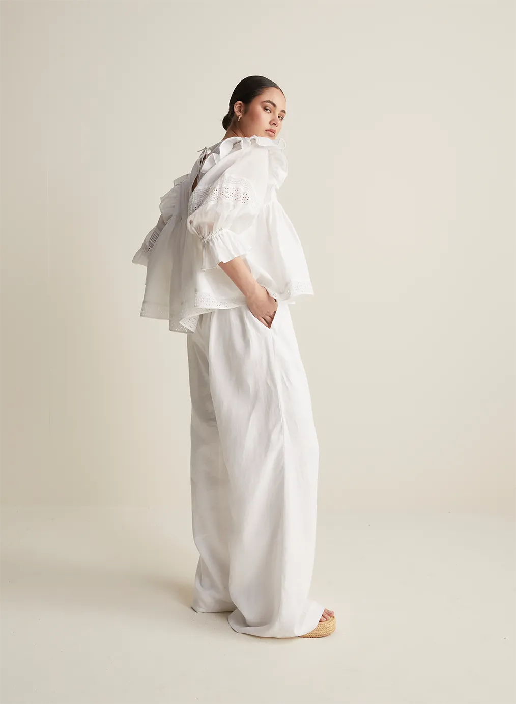 Hari Linen Ramie Smock Top | Optical White