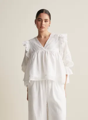 Hari Linen Ramie Smock Top | Optical White