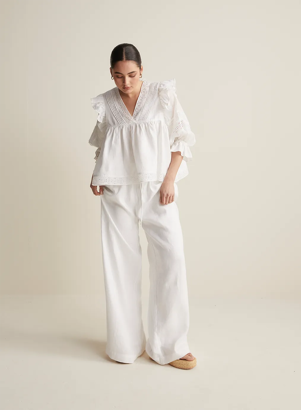 Hari Linen Ramie Smock Top | Optical White