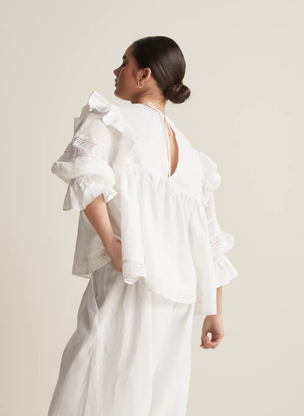 Hari Linen Ramie Smock Top | Optical White