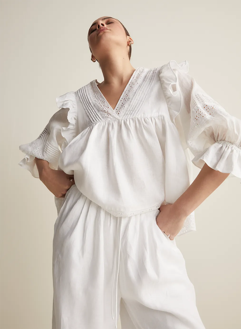 Hari Linen Ramie Smock Top | Optical White