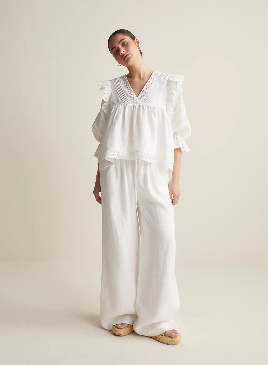 Hari Linen Ramie Smock Top | Optical White