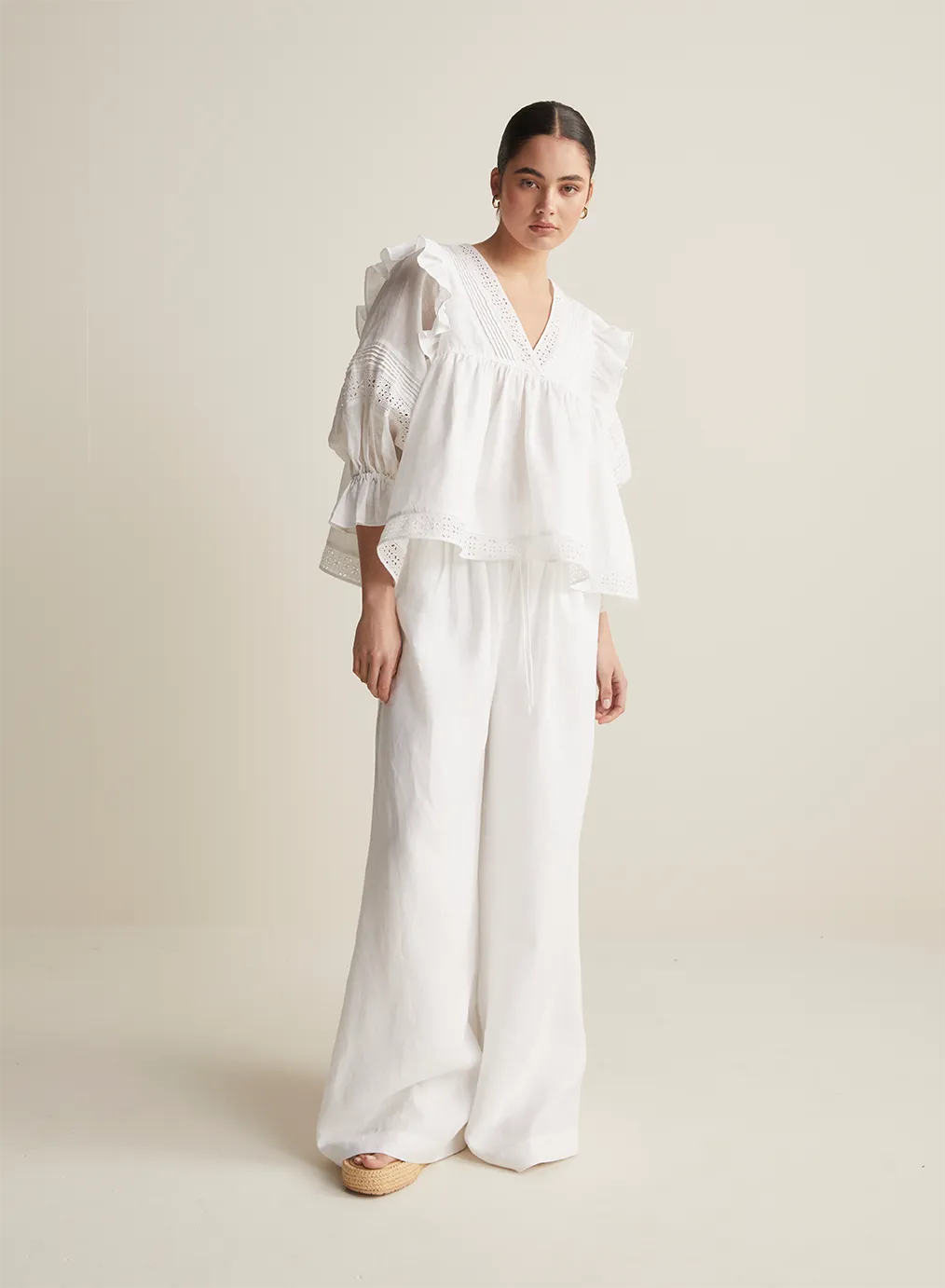 Hari Linen Ramie Smock Top | Optical White