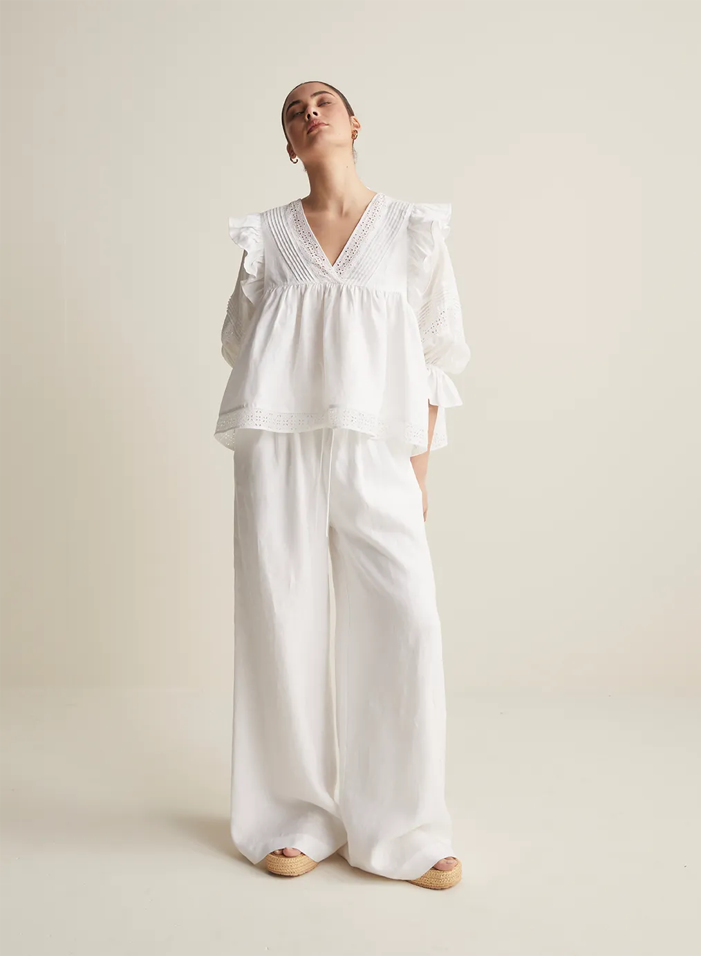 Hari Linen Ramie Smock Top | Optical White