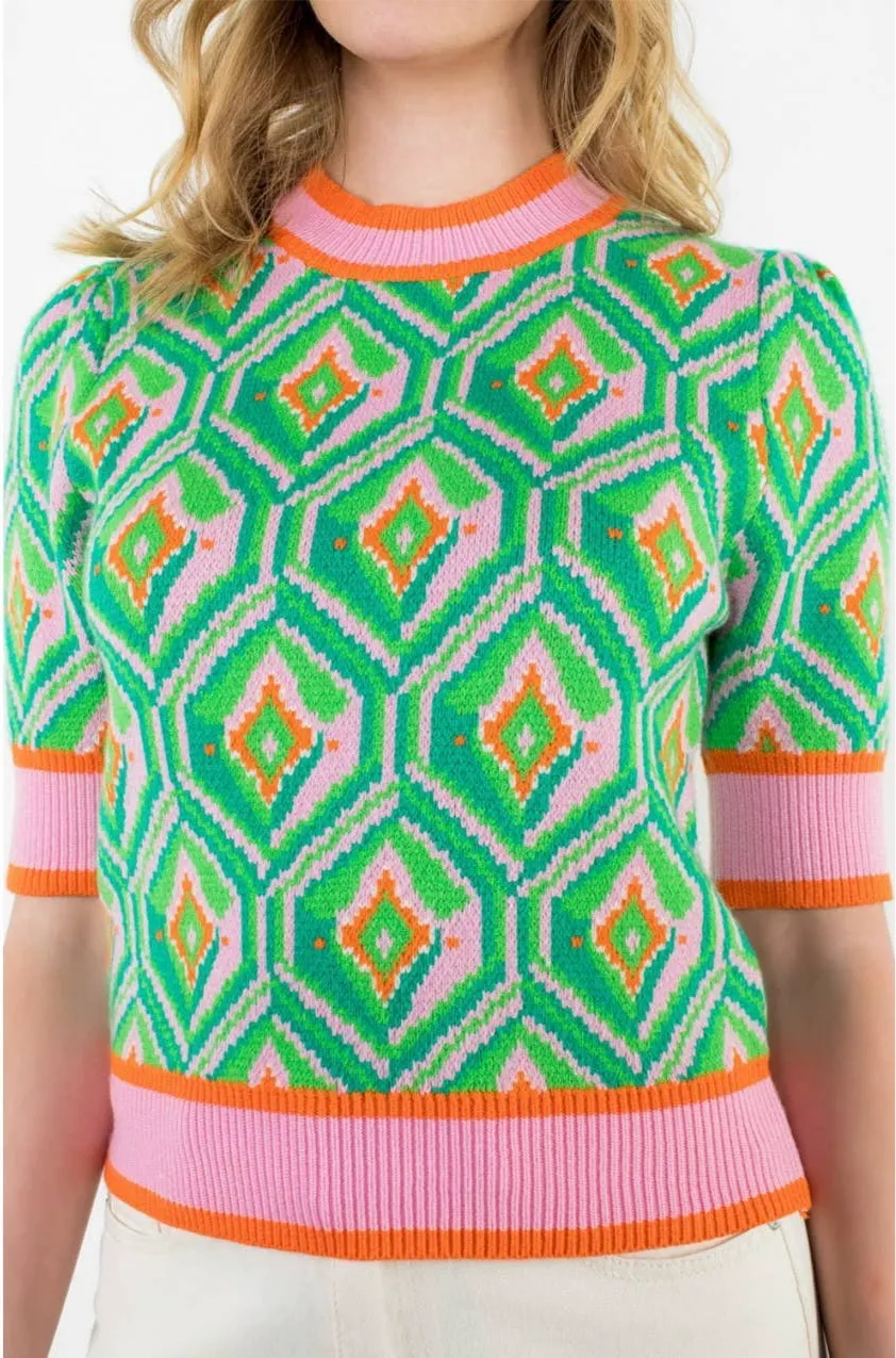Harley Short Sleeve Pattern Knit Top: THML