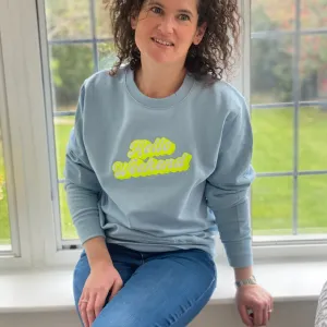 Hello Weekend Sweatshirt With Neon Embroidery